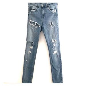 H&M skinny high waist distressed jeans